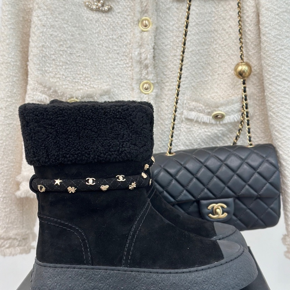 CHANEL Black Winter & Rain Boots - Picture 1 of 9